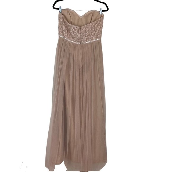 Jenny‎ Yoo Woman's Sz 10 Blush Pink Strapless Lace and Tulle Bridesmaid Dress - Picture 7 of 9